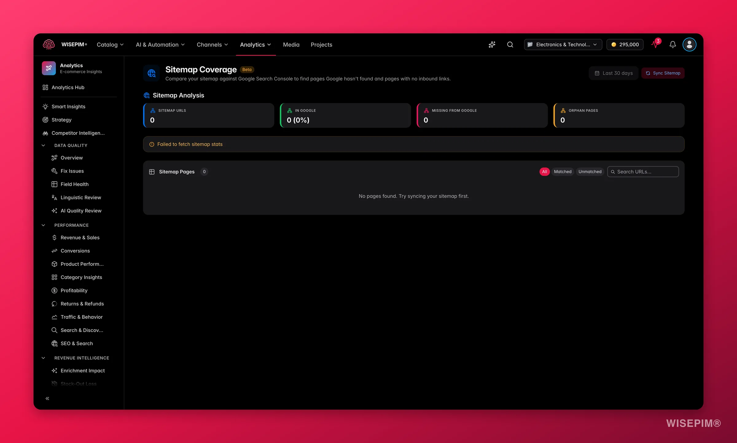 Sitemap-dekking