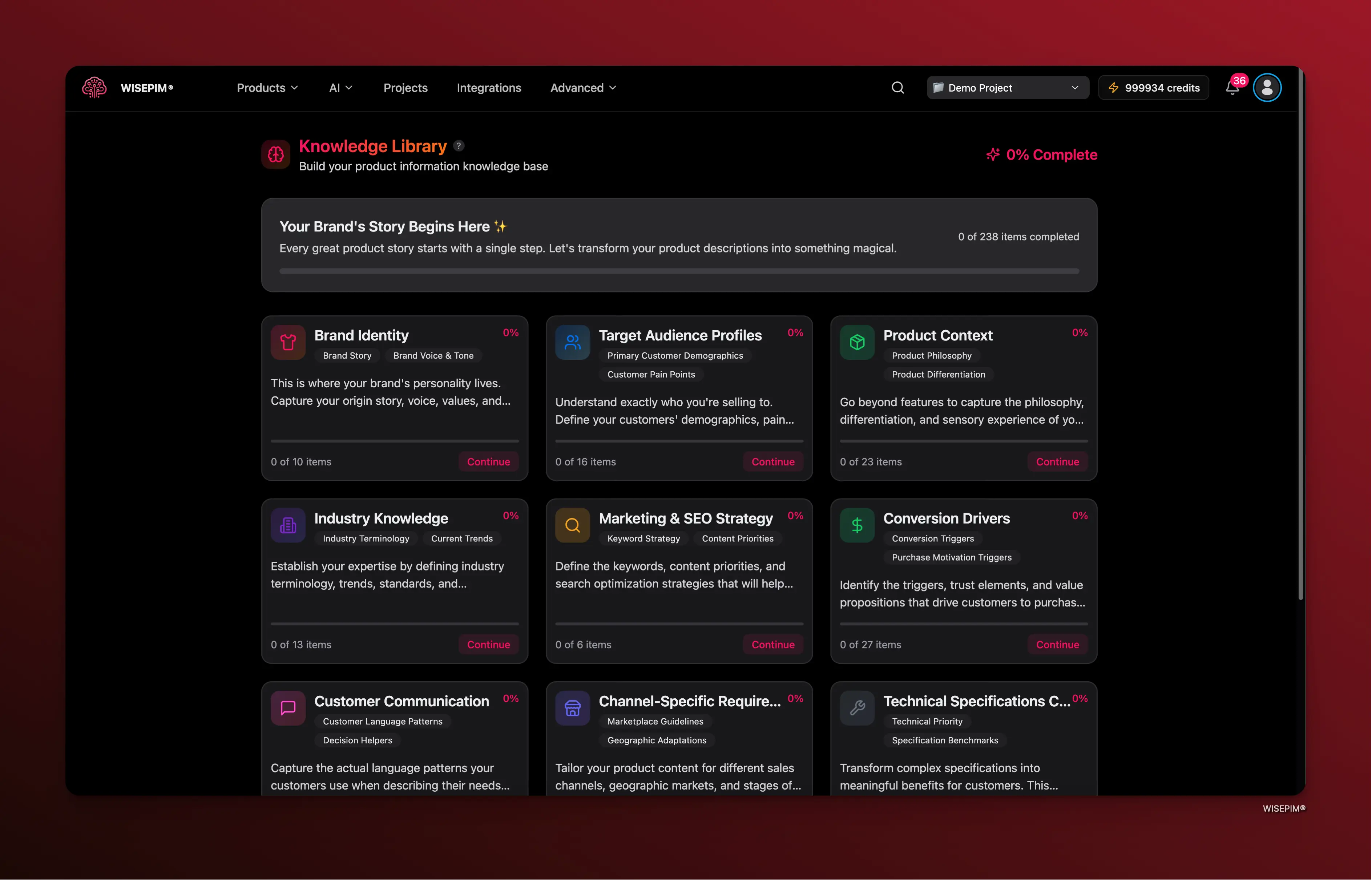 WISEPIM Knowledge Library — configure brand voice, terminology, and translation guidelines